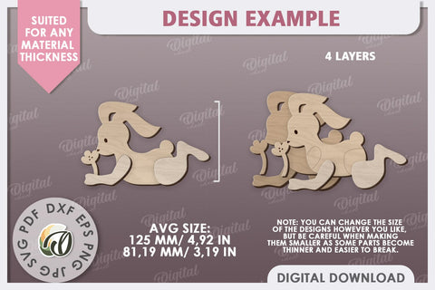 Wooden Easter Bunny Laser Cut. 3D Easter Decor SVG SVG Evgenyia Guschina 