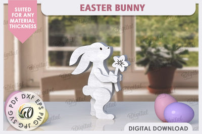 Wooden Easter Bunny Laser Cut. 3D Easter Decor SVG SVG Evgenyia Guschina 
