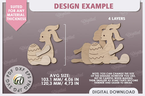 Wooden Easter Bunny Laser Cut. 3D Easter Decor SVG SVG Evgenyia Guschina 