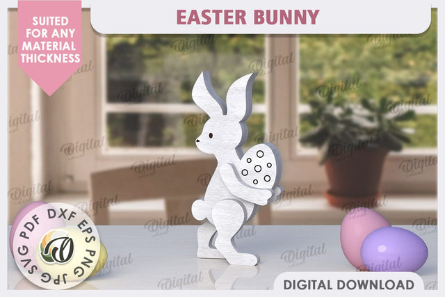 Wooden Easter Bunny Laser Cut. 3D Easter Decor SVG SVG Evgenyia Guschina 