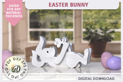 Wooden Easter Bunny Laser Cut. 3D Easter Decor SVG SVG Evgenyia Guschina 