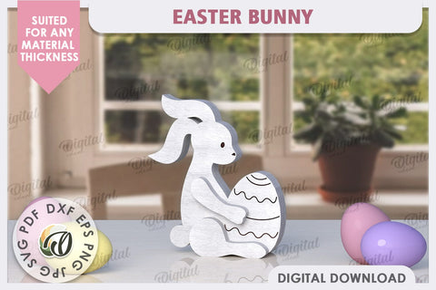 Wooden Easter Bunny Laser Cut. 3D Easter Decor SVG SVG Evgenyia Guschina 
