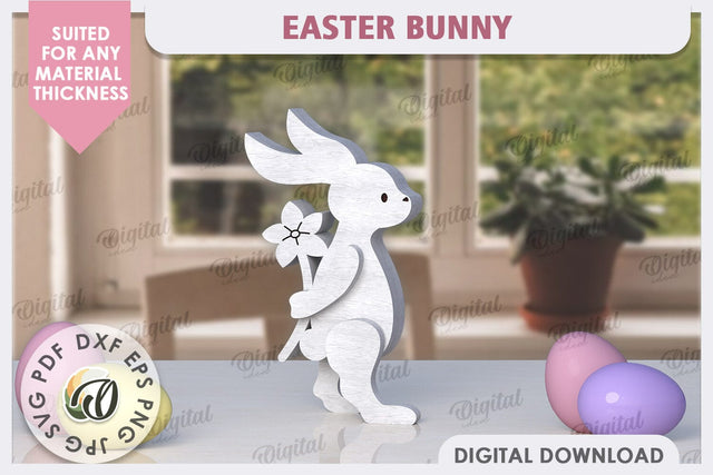 Wooden Easter Bunny Laser Cut. 3D Easter Decor SVG SVG Evgenyia Guschina 