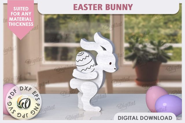 Wooden Easter Bunny Laser Cut. 3D Easter Decor SVG SVG Evgenyia Guschina 