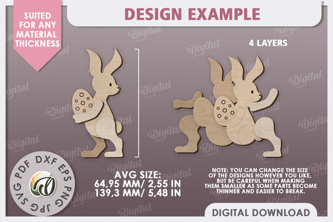 Wooden Easter Bunny Laser Cut. 3D Easter Decor SVG SVG Evgenyia Guschina 