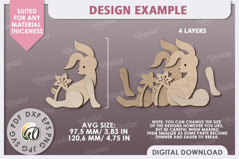 Wooden Easter Bunny Laser Cut. 3D Easter Decor SVG SVG Evgenyia Guschina 