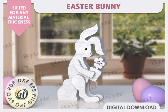 Wooden Easter Bunny Laser Cut. 3D Easter Decor SVG SVG Evgenyia Guschina 