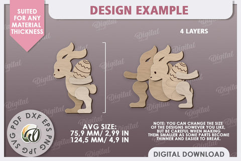 Wooden Easter Bunny Laser Cut. 3D Easter Decor SVG SVG Evgenyia Guschina 