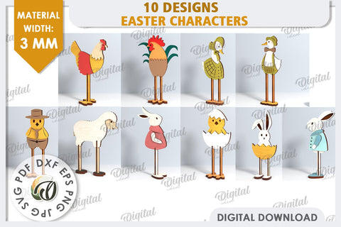 Wooden Easter Characters Laser Cut Bundle. Easter Stand SVG SVG Evgenyia Guschina 