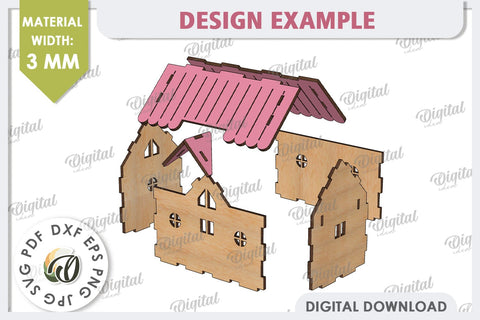 Wooden Easter House Laser Cut. 3D Easter House SVG SVG Evgenyia Guschina 