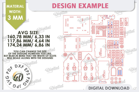 Wooden Easter House Laser Cut. 3D Easter House SVG SVG Evgenyia Guschina 