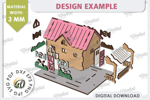 Wooden Easter House Laser Cut. 3D Easter House SVG SVG Evgenyia Guschina 