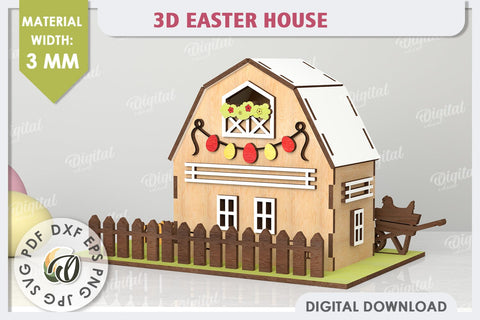 Wooden Easter House Laser Cut. 3D Easter House SVG SVG Evgenyia Guschina 