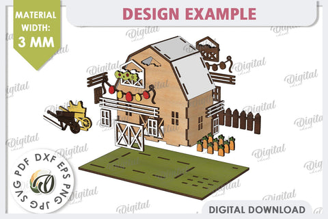 Wooden Easter House Laser Cut. 3D Easter House SVG SVG Evgenyia Guschina 