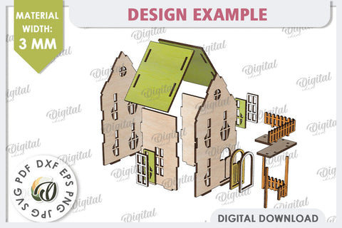 Wooden Easter House Laser Cut. 3D Easter House SVG SVG Evgenyia Guschina 