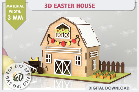 Wooden Easter House Laser Cut. 3D Easter House SVG SVG Evgenyia Guschina 