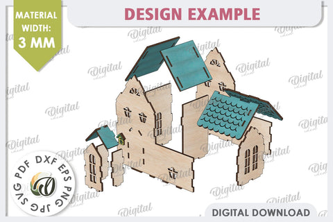 Wooden Easter House Laser Cut. 3D Easter House SVG SVG Evgenyia Guschina 