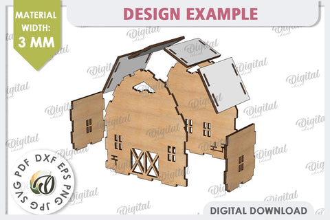 Wooden Easter House Laser Cut. 3D Easter House SVG SVG Evgenyia Guschina 