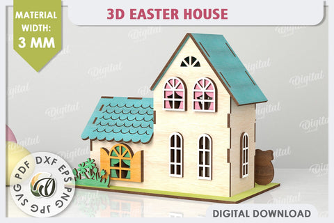 Wooden Easter House Laser Cut. 3D Easter House SVG SVG Evgenyia Guschina 