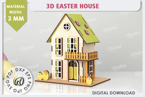 Wooden Easter House Laser Cut. 3D Easter House SVG SVG Evgenyia Guschina 