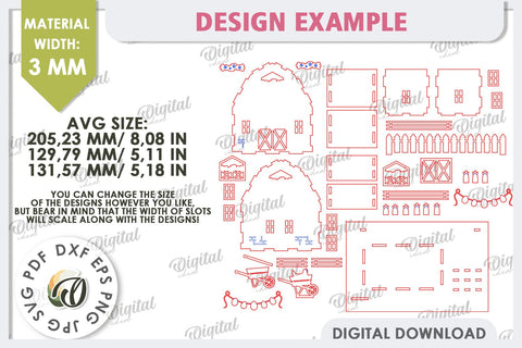 Wooden Easter House Laser Cut. 3D Easter House SVG SVG Evgenyia Guschina 