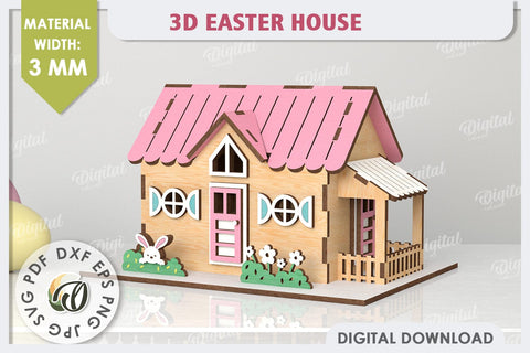 Wooden Easter House Laser Cut. 3D Easter House SVG SVG Evgenyia Guschina 
