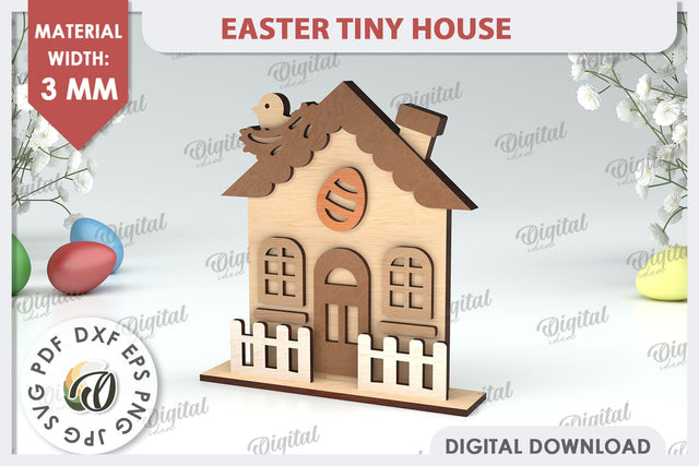 Wooden Easter House Laser Cut. Easter Tiny House SVG SVG Evgenyia Guschina 