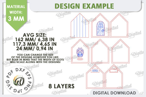 Wooden Easter Houses Laser Cut Bundle. Easter Decor SVG SVG Evgenyia Guschina 