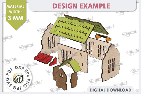Wooden Easter Houses LaserCut Bundle. 3D Easter Houses SVG SVG Evgenyia Guschina 