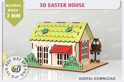 Wooden Easter Houses LaserCut Bundle. 3D Easter Houses SVG SVG Evgenyia Guschina 