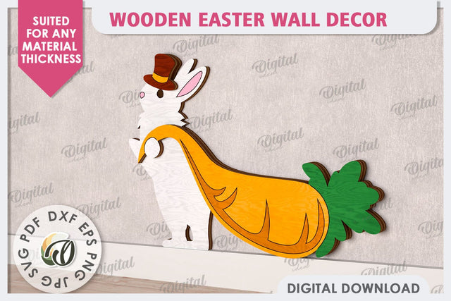 Wooden Easter Wall Decor Laser Cut. Cute Easter Decor SVG SVG Evgenyia Guschina 