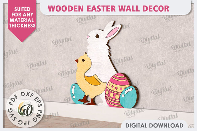 Wooden Easter Wall Decor Laser Cut. Cute Easter Decor SVG SVG Evgenyia Guschina 