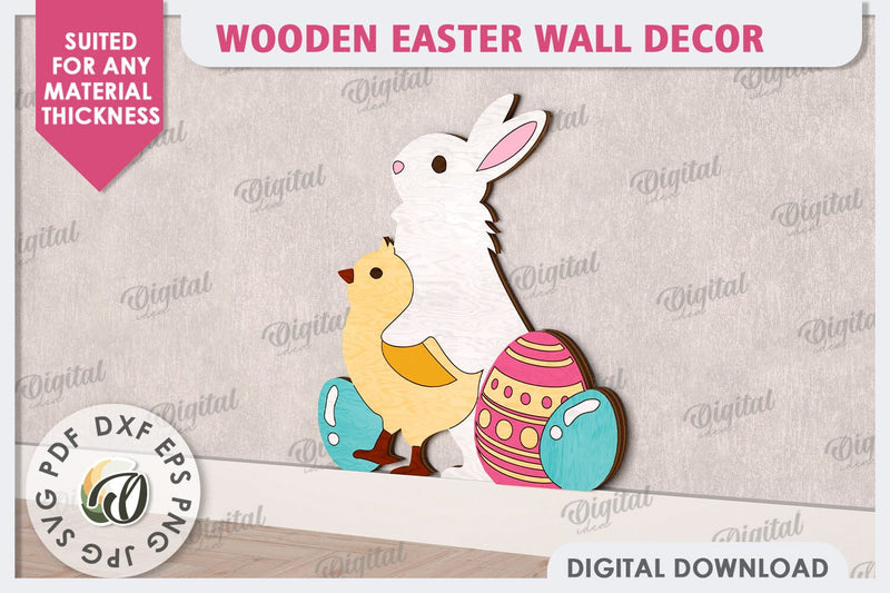 Wooden Easter Wall Decor Laser Cut. Cute Easter Decor SVG SVG Evgenyia Guschina 