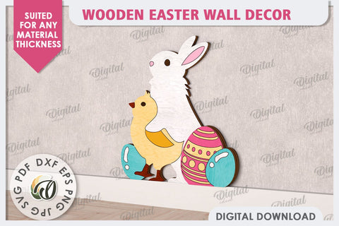 Wooden Easter Wall Decor Laser Cut. Cute Easter Decor SVG SVG Evgenyia Guschina 