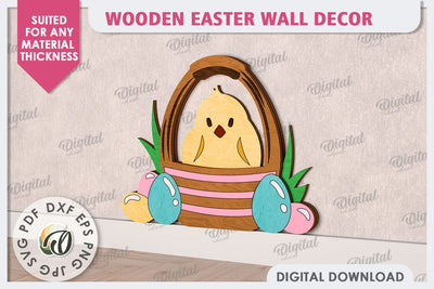 Wooden Easter Wall Decor Laser Cut. Cute Easter Decor SVG SVG Evgenyia Guschina 