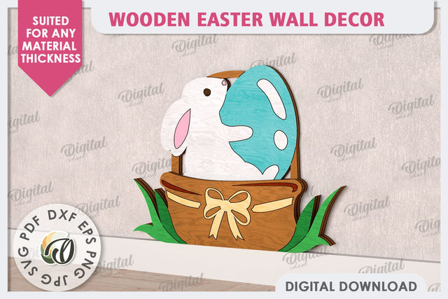 Wooden Easter Wall Decor Laser Cut. Cute Easter Decor SVG SVG Evgenyia Guschina 