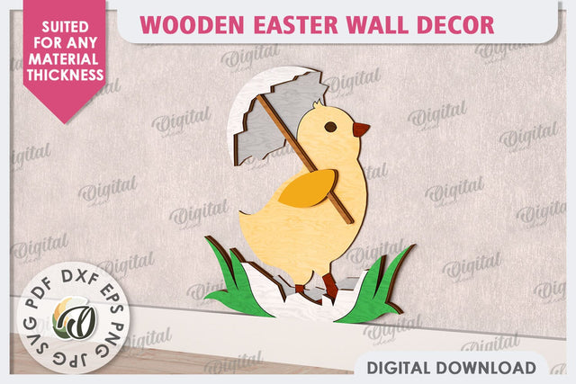 Wooden Easter Wall Decor Laser Cut. Cute Easter Decor SVG SVG Evgenyia Guschina 