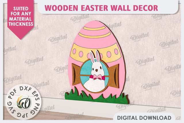 Wooden Easter Wall Decor Laser Cut. Cute Easter Decor SVG SVG Evgenyia Guschina 