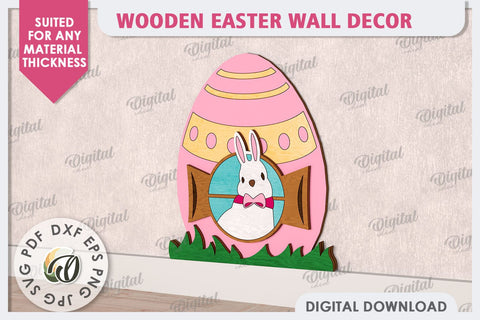 Wooden Easter Wall Decor Laser Cut. Cute Easter Decor SVG SVG Evgenyia Guschina 
