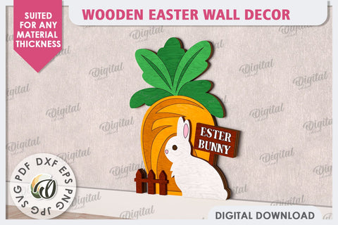 Wooden Easter Wall Decor Laser Cut. Cute Easter Decor SVG SVG Evgenyia Guschina 