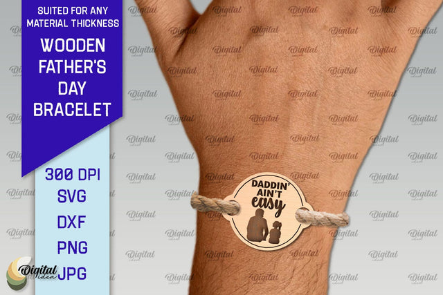 Wooden Father's Day Bracelet Laser Cut. Father Gift SVG SVG Evgenyia Guschina 