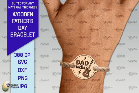 Wooden Father's Day Bracelets Laser Cut Bundle. Father Gift SVG SVG Evgenyia Guschina 