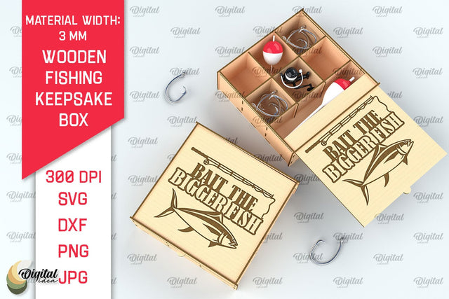 Wooden Fishing Box Laser Cut. 3D Fishing Box SVG SVG Evgenyia Guschina 