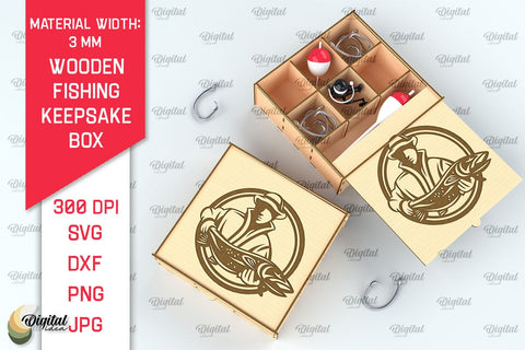 Wooden Fishing Box Laser Cut. 3D Fishing Box SVG SVG Evgenyia Guschina 
