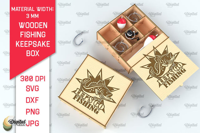 Wooden Fishing Box Laser Cut. 3D Fishing Box SVG SVG Evgenyia Guschina 