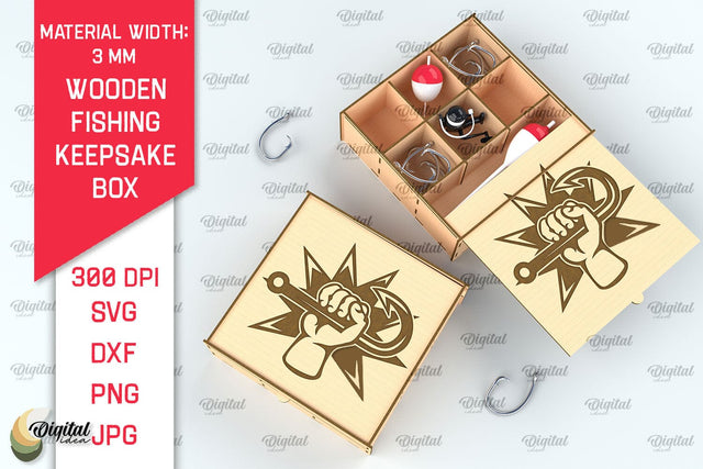 Wooden Fishing Box Laser Cut. 3D Fishing Box SVG SVG Evgenyia Guschina 