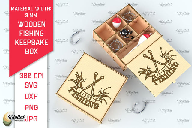 Wooden Fishing Box Laser Cut. 3D Fishing Box SVG SVG Evgenyia Guschina 