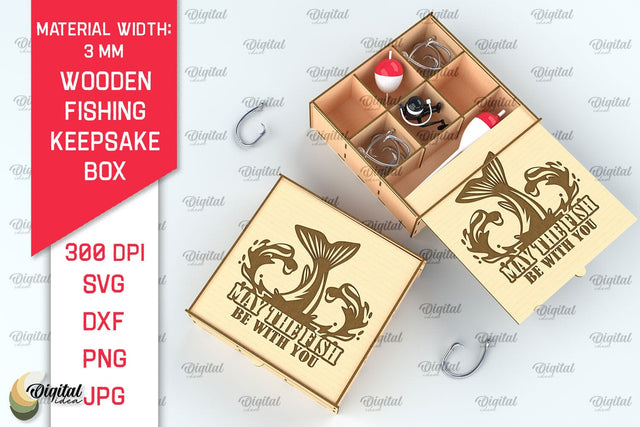 Wooden Fishing Box Laser Cut. 3D Fishing Box SVG SVG Evgenyia Guschina 