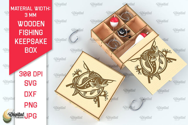 Wooden Fishing Box Laser Cut. 3D Fishing Box SVG SVG Evgenyia Guschina 