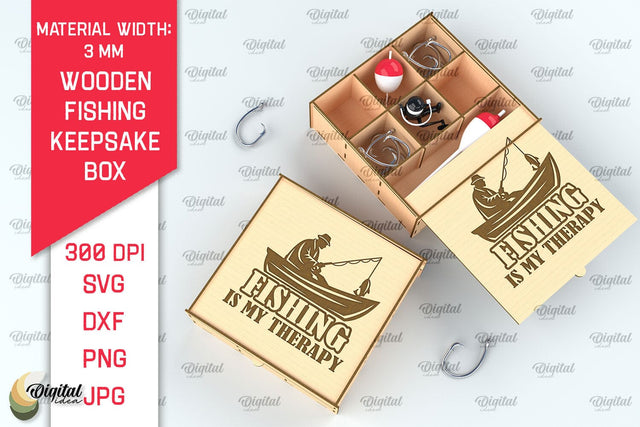 Wooden Fishing Box Laser Cut. 3D Fishing Box SVG SVG Evgenyia Guschina 